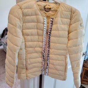 Classy, Jeweled, Cream, Puffer Jacket, Italian by Tosca Blu